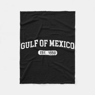 Retro Gulf Of Mexico Est 1550 Mexican Flag For Men Fleece Blanket