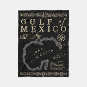 Retro Gulf Of Mexico Est 1550 Mexican Flag For Men Fleece Blanket