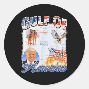 Retro Gulf Of Us America 2025 American Flag Eagle  Classic Round Sticker