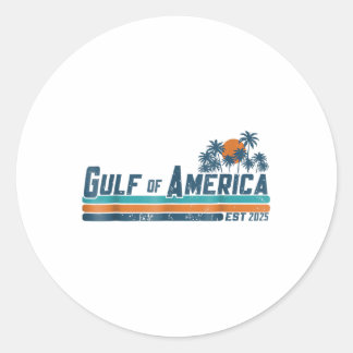 Retro Gulf Of Us America 2025 American Flag Gulf M Classic Round Sticker