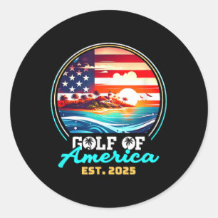 Retro Gulf Of Us America 2025 American Flag Gulf M Classic Round Sticker