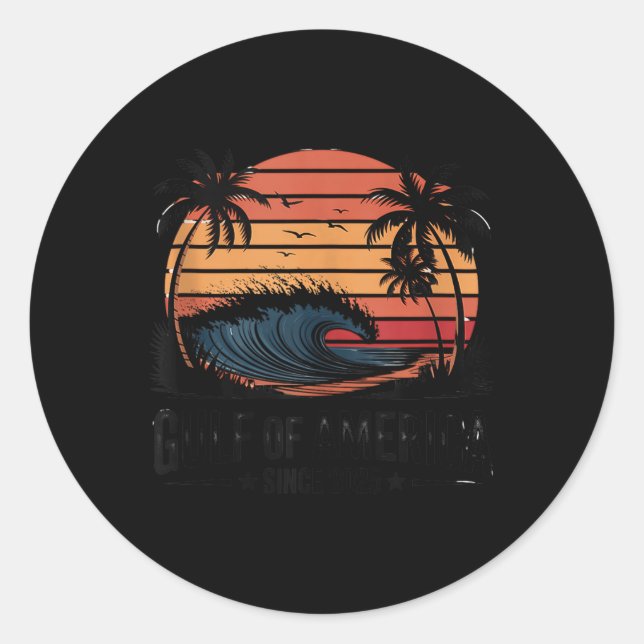 Retro Gulf Of Us America 2025 American Flag Mexico Classic Round Sticker (Front)