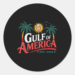 Retro Gulf Of Us America Est 2025 Us Beach And Mex Classic Round Sticker