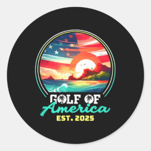 Retro Gulf Of Usa America 2025 American Flag Gulf  Classic Round Sticker