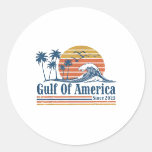 Retro Gulf Of Usa America 2025 American Flag Gulf  Classic Round Sticker