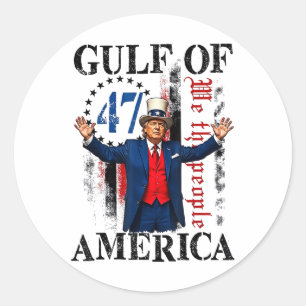 Retro Gulf Of Usa America 2025 American Flag Gulf  Classic Round Sticker
