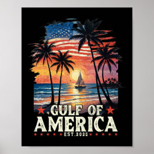 Retro Gulf Of Usa America 2025 American Flag Gulf Poster