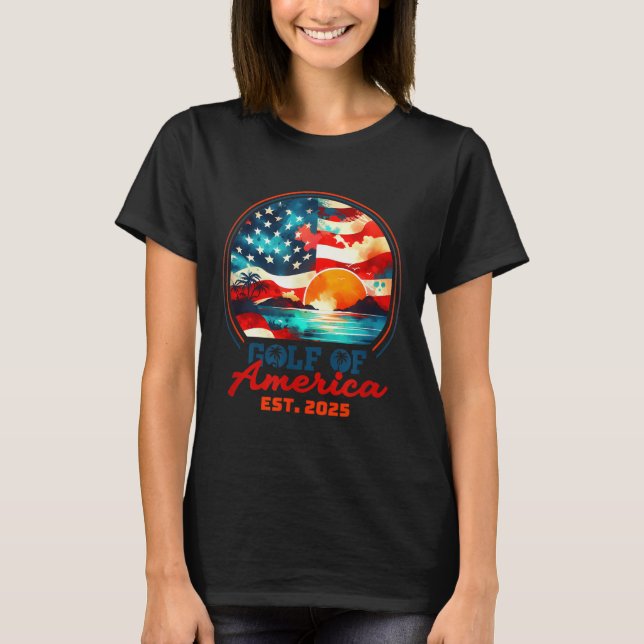 Retro Gulf Of Usa America 2025 American Flag Gulf  T-Shirt (Front)