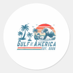 Retro Gulf Of Usa America Est 2025 American Flag  Classic Round Sticker