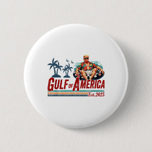 Retro Gulf Of Usa America Est 2025 American Flag G 6 Cm Round Badge