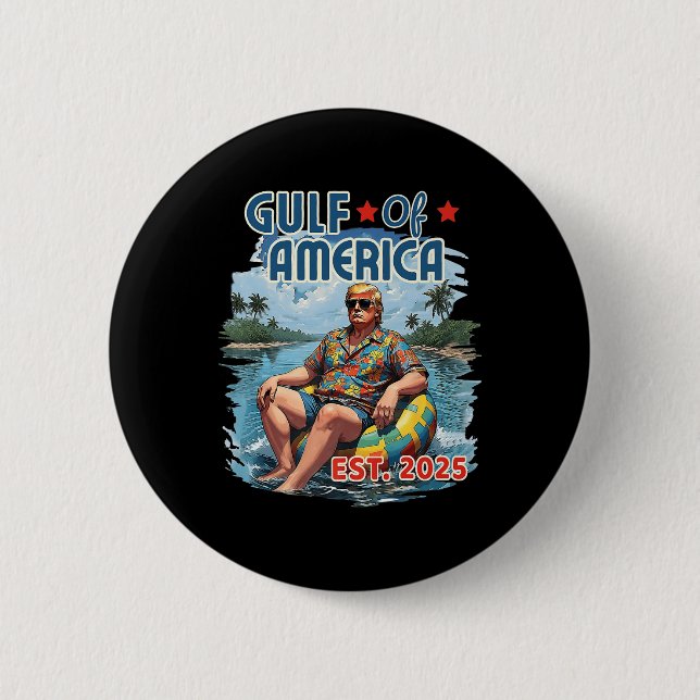 Retro Gulf Of Usa America Est 2025 American Flag G 6 Cm Round Badge (Front)