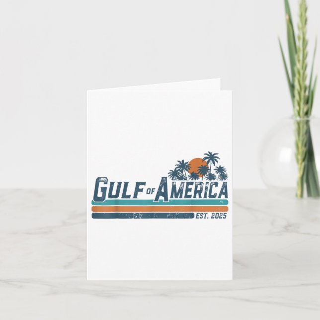 Retro Gulf Of Usa America Est 2025 American Flag G Card (Front)