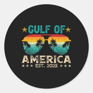 Retro Gulf Of Usa America Est 2025 American Flag G Classic Round Sticker