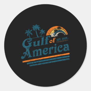 Retro Gulf Of Usa America Est 2025 American Flag G Classic Round Sticker