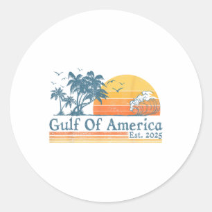 Retro Gulf Of Usa America Est 2025 American Flag G Classic Round Sticker