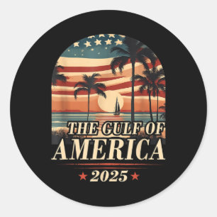 Retro Gulf Of Usa America Est 2025 American Flag G Classic Round Sticker
