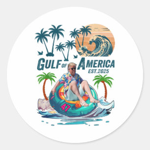 Retro Gulf Of Usa America Est 2025 American Flag G Classic Round Sticker