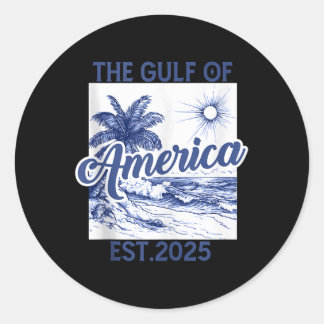 Retro Gulf Of Usa America Est 2025 American Flag G Classic Round Sticker