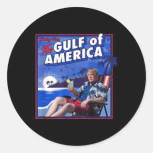 Retro Gulf Of Usa America Est 2025 American Flag G Classic Round Sticker