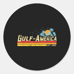 Retro Gulf Of Usa America Est 2025 American Flag G Classic Round Sticker