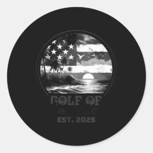 Retro Gulf Of Usa America Est 2025 American Flag G Classic Round Sticker