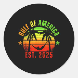 Retro Gulf Of Usa America Est 2025 American Flag G Classic Round Sticker