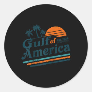 Retro Gulf Of Usa America Est 2025 American Flag G Classic Round Sticker