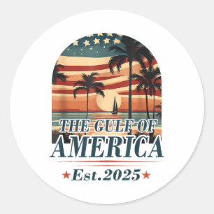 Retro Gulf Of Usa America Est 2025 American Flag G Classic Round Sticker