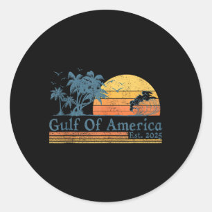 Retro Gulf Of Usa America Est 2025 American Flag G Classic Round Sticker