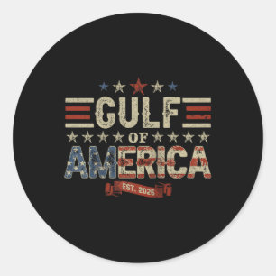 Retro Gulf Of Usa America Est 2025 American Flag G Classic Round Sticker