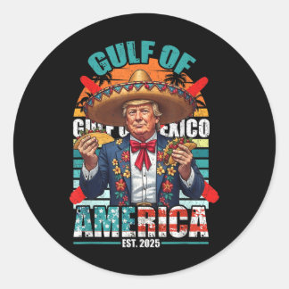 Retro Gulf Of Usa America Est 2025 American Flag G Classic Round Sticker