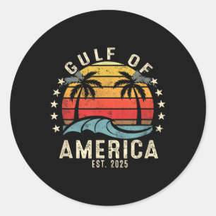 Retro Gulf Of Usa America Est 2025 American Flag G Classic Round Sticker