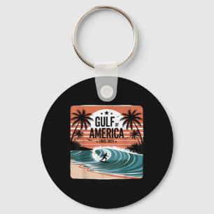 Retro Gulf Of Usa America Est 2025 American Flag G Key Ring