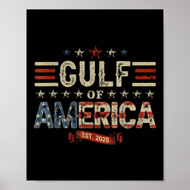 Retro Gulf Of Usa America Est 2025 American Flag G Poster (Front)