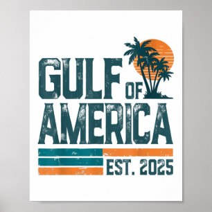 Retro Gulf Of Usa America Est 2025 American Flag G Poster