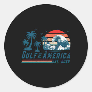 Retro Gulf Of Usa America Est 2025 American Flag L Classic Round Sticker