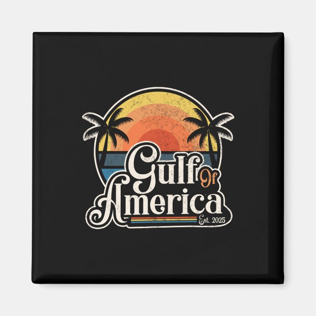 Retro Gulf Of Usa America Est 2025 American Flag L Magnet (Front)
