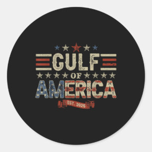 Retro Gulf Of Usa America Est 2025 American Flag M Classic Round Sticker