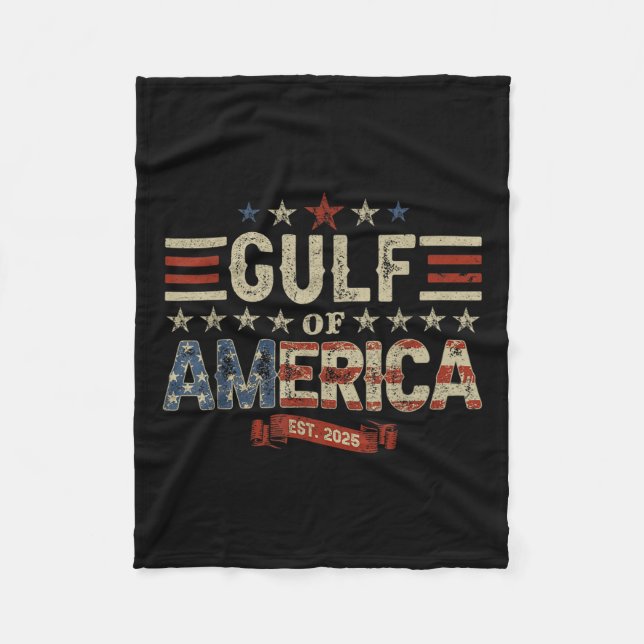 Retro Gulf Of Usa America Est 2025 American Flag M Fleece Blanket (Front)