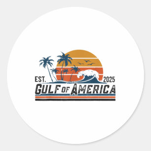 Retro Gulf Of Usa America Est 2025 Beach Summer  Classic Round Sticker