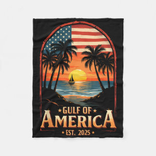 Retro Gulf Of Usa America Est 2025 Flag Coastal Vi Fleece Blanket