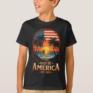 Retro Gulf Of Usa America Est 2025 Flag Coastal Vi T-Shirt