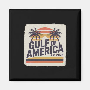 Retro Gulf Of Usa America Est 2025 Flag Gulf Mexic Magnet