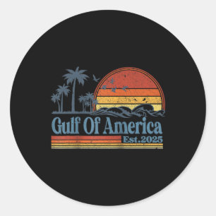 Retro Gulf Of Usa America Est 2025 Raglan Baseball Classic Round Sticker