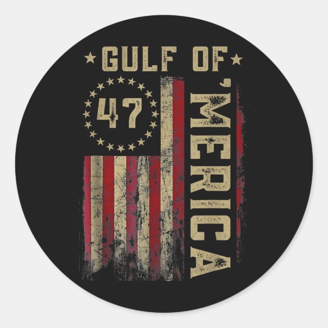 Retro Gulf Of Usa Merica Est 2025 American Flag 4t Classic Round Sticker (Front)