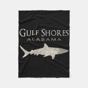 Retro Gulf Shores Al Shark Fleece Blanket
