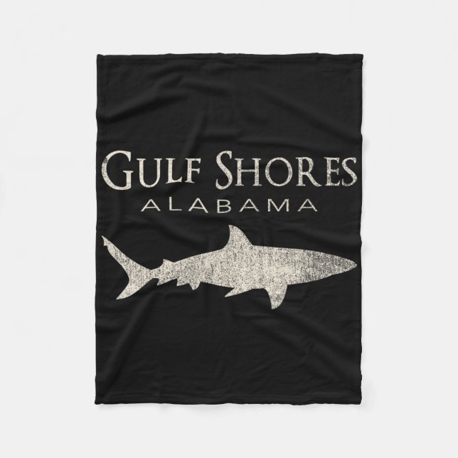 Retro Gulf Shores Al Shark  Fleece Blanket (Front)