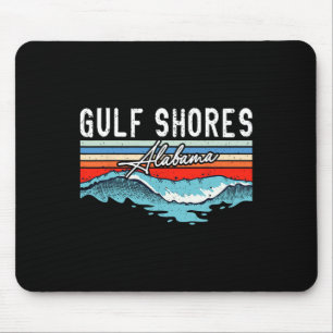 Retro Gulf Shores Beach Alabama Surfboard Beach Mouse Pad