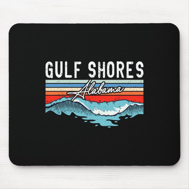 Retro Gulf Shores Beach Alabama Surfboard Beach  Mouse Pad (Front)