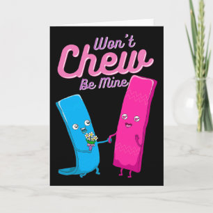Retro Gum Lovers Pun Valentine Won't Chew Be Mine Card